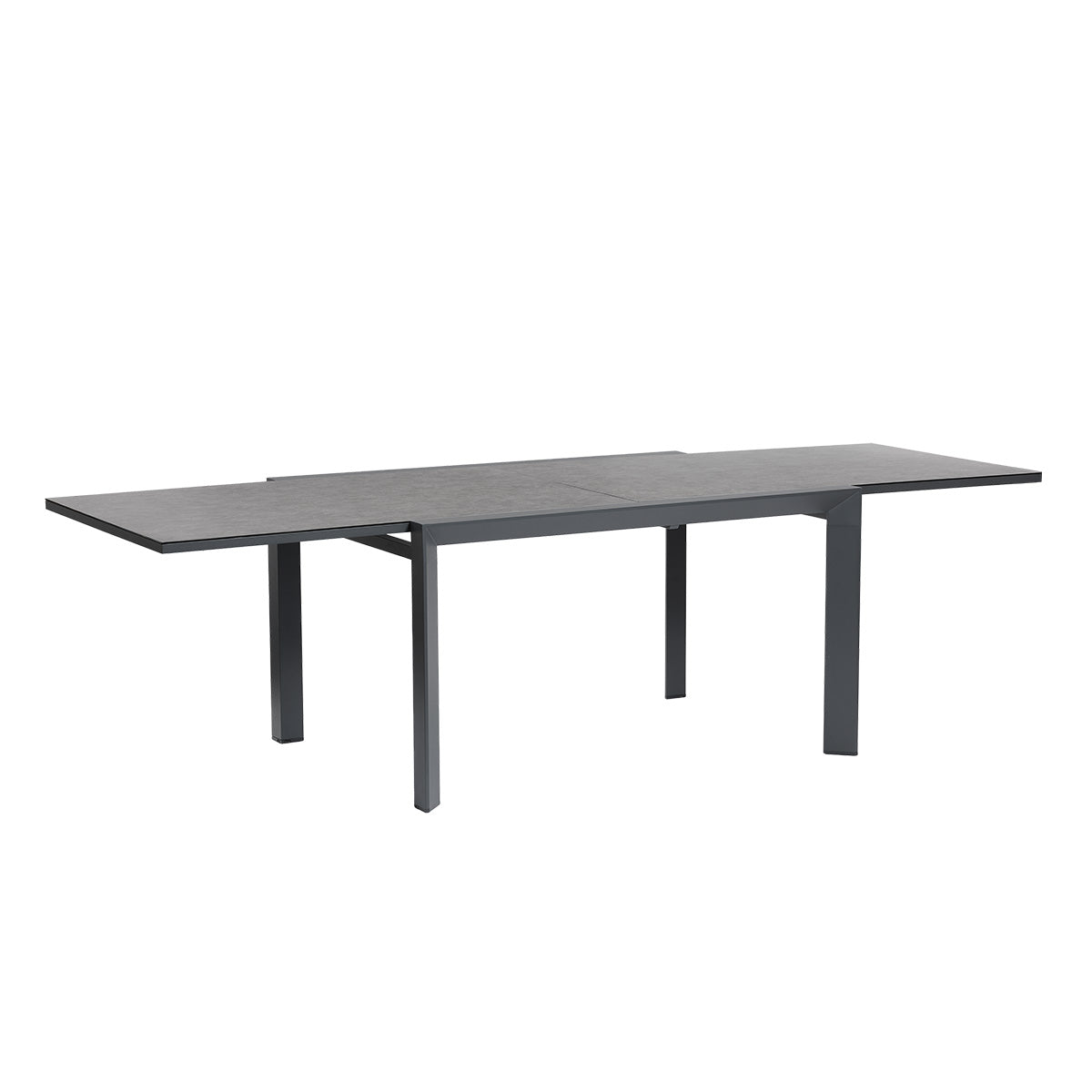 BASALT - Table de jardin en aluminium et verre extensible gris 6/10 pers.
