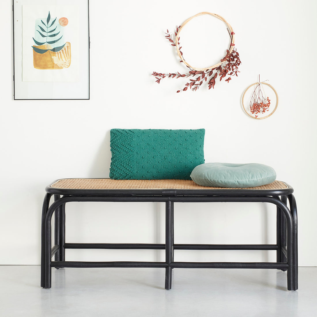 AVA - Panca in rattan e cannage 120 cm