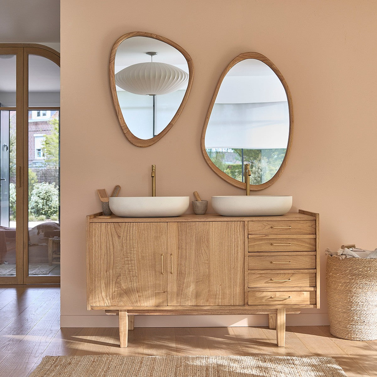 FIFTIES - Spiegel aus massivem Mindi 90x60 cm