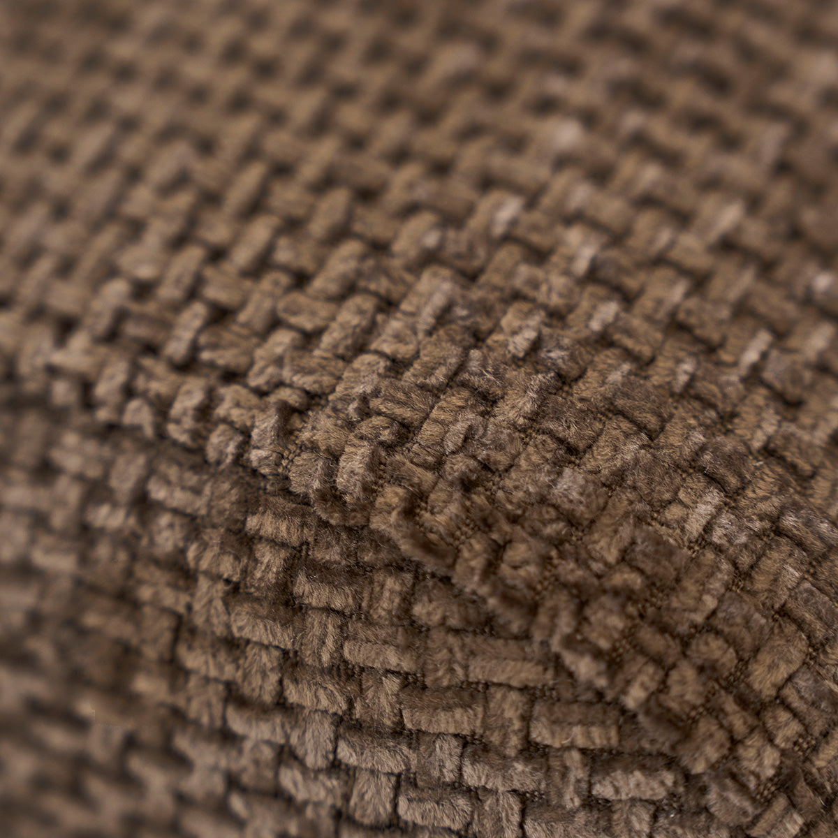 ALPHONSE - Divano dritto a 3 posti in velluto intrecciato moka