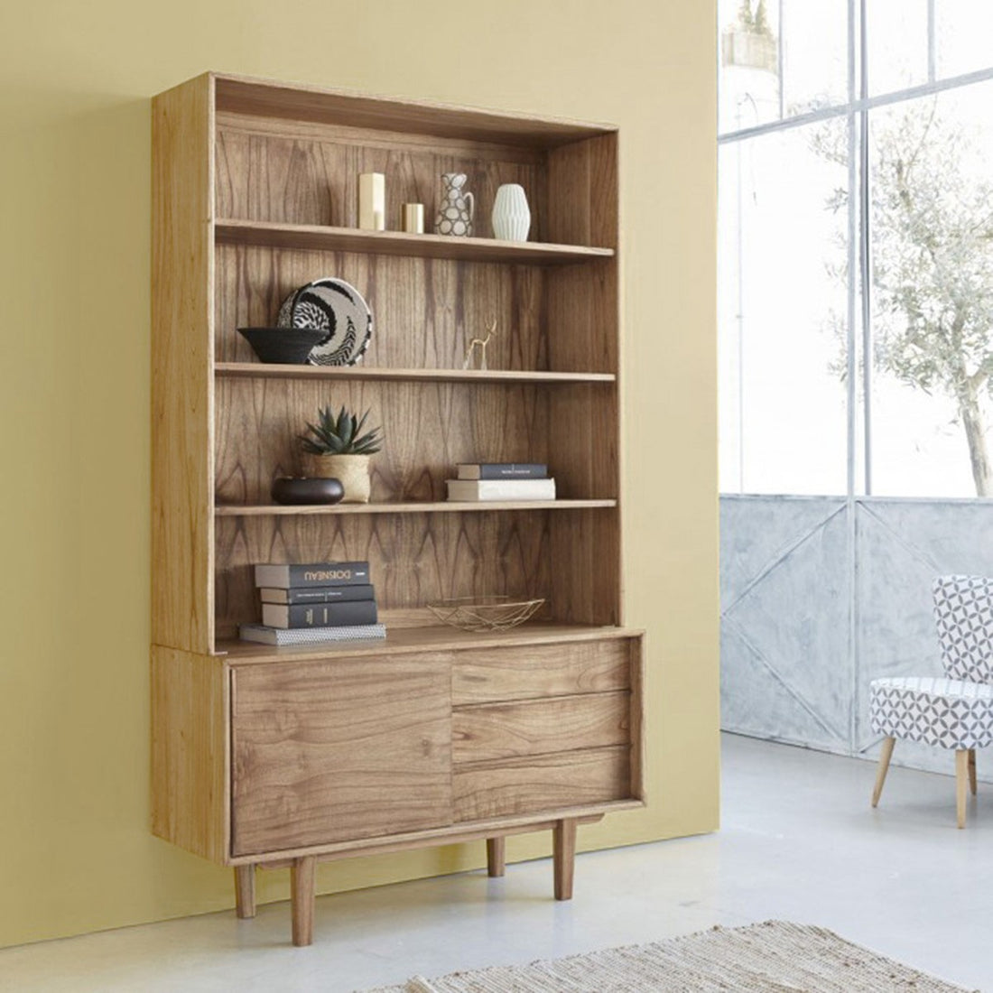 FIFTIES - Libreria in mindi massello 120 cm