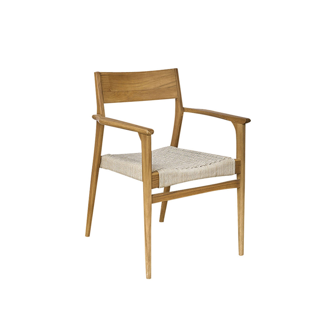 LIVIE - Poltrona da giardino in teak massello e corda beige