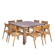 Salotto da giardino allungabile in alluminio e teak massiccio per 6/8 pers.