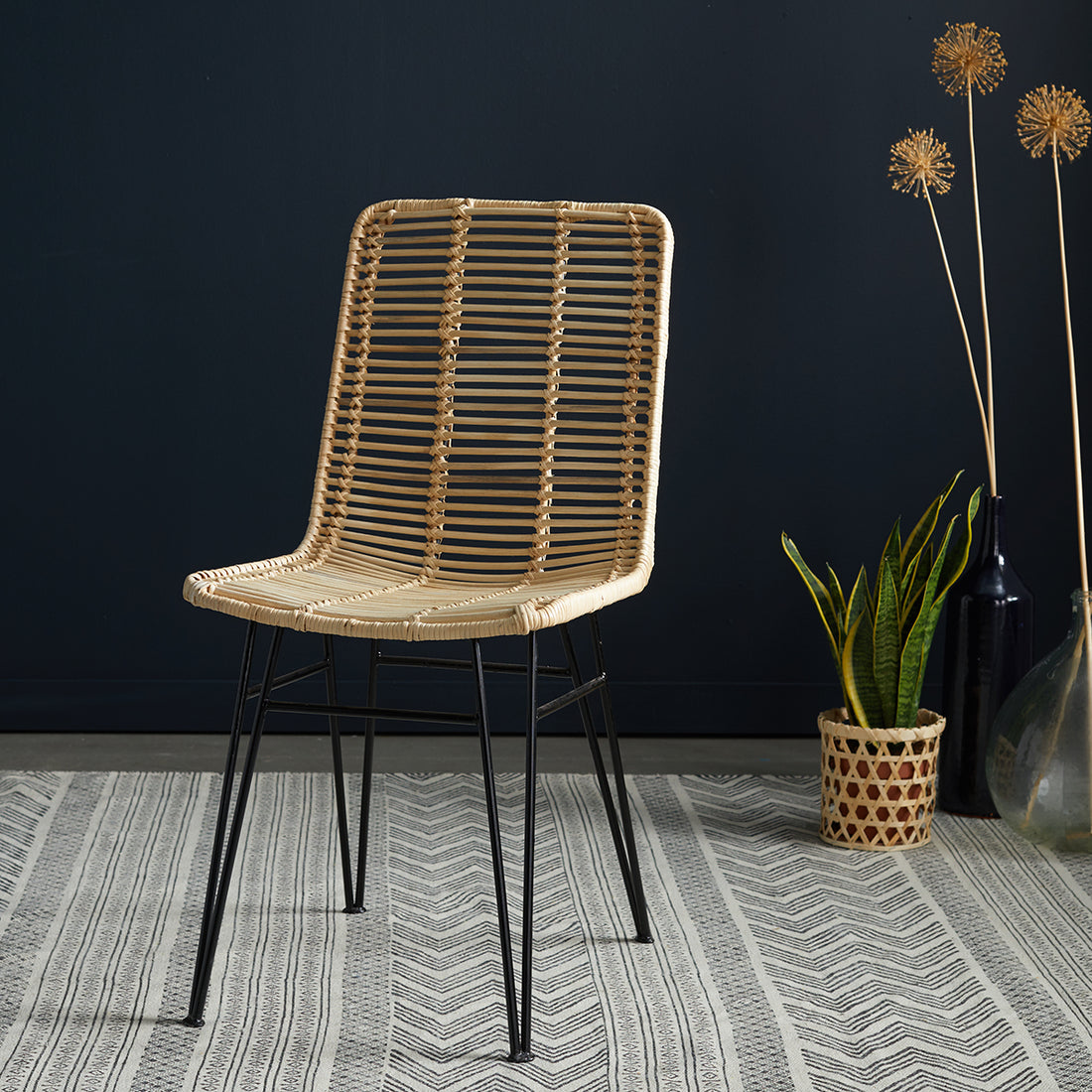 BOHEMA - Sedia in rattan e metallo