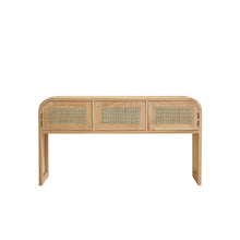 Console en mindi massif et cannage 140 cm