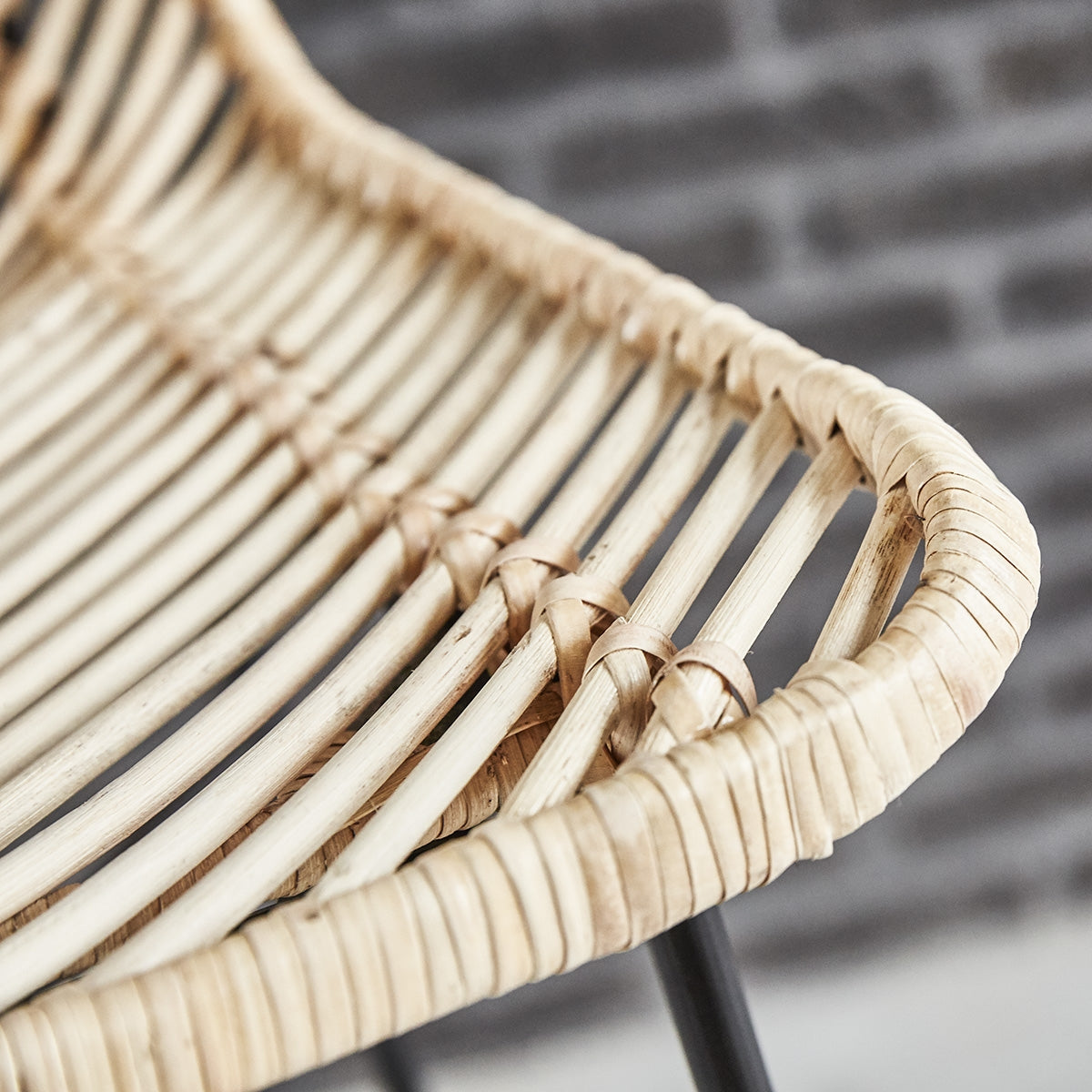 BOHEMA - Sgabello da bar in metallo e rattan