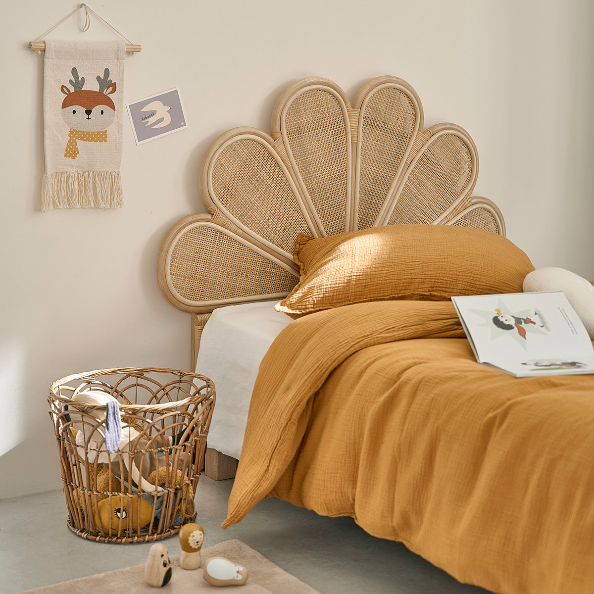 ROMY - Tête de lit en rotin et cannage 90 cm