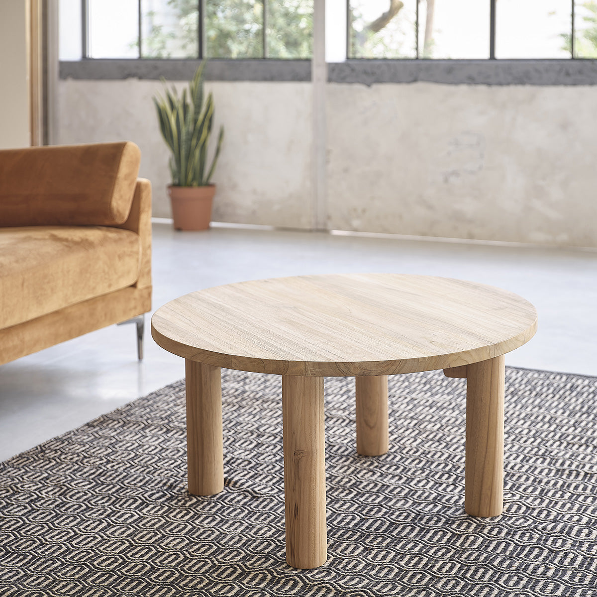 ALDO - Table basse en teck massif Ø 80 cm