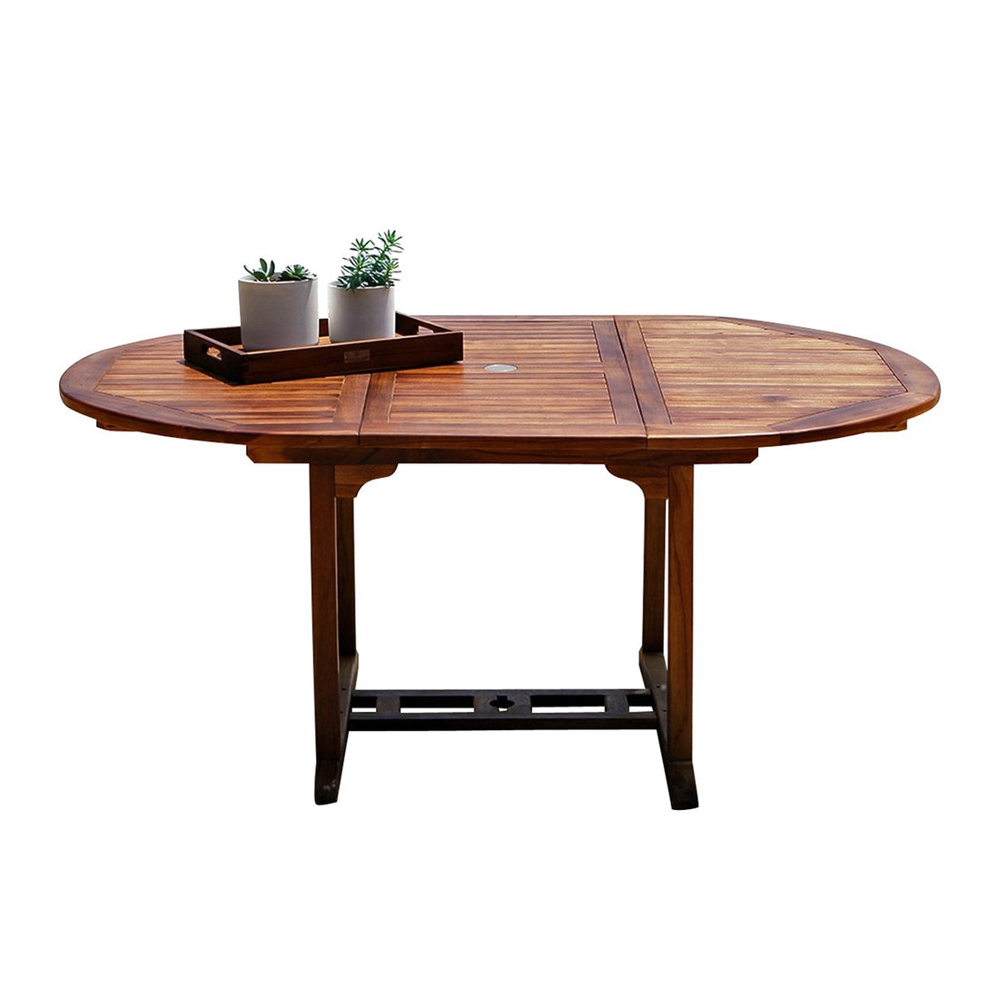 BALI - Tavolo da giardino ovale allungabile in teak massello oliato per 6/8 pers.