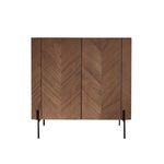 Meuble bar en mindi massif et métal finition noyer 100 cm