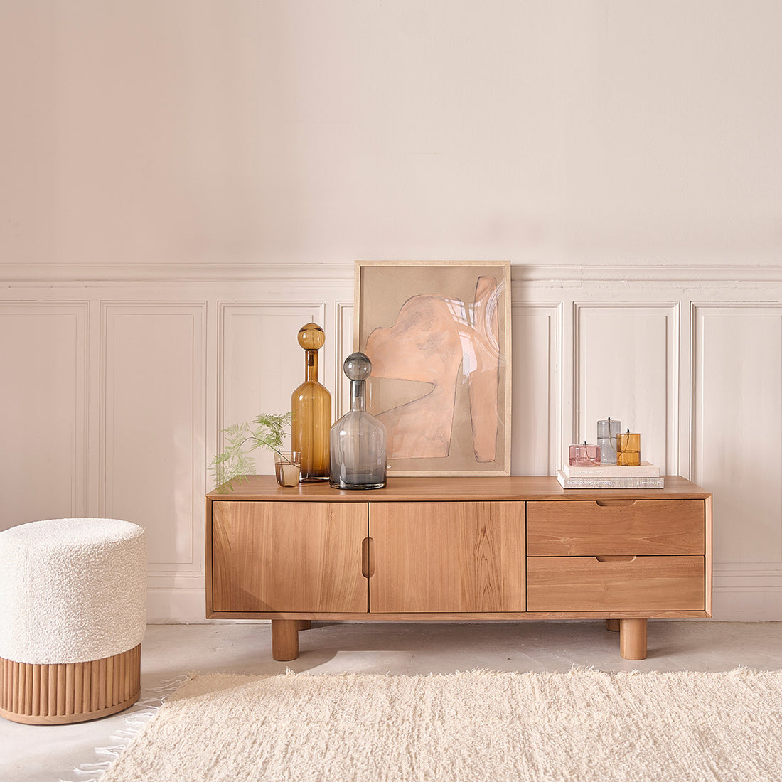 GUSTAVE - Mobile TV in teak massello 150 cm