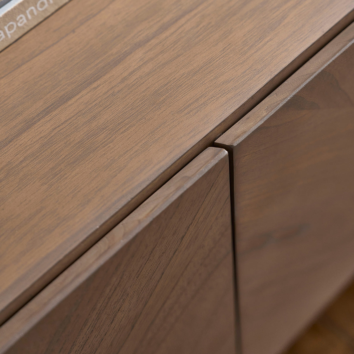 CALIX - Credenza in mindi massello e metallo finitura noce 200 cm