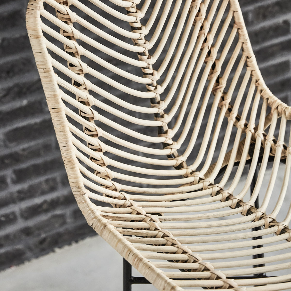 BOHEMA - Lot de 2 tabourets de bar en rotin et métal