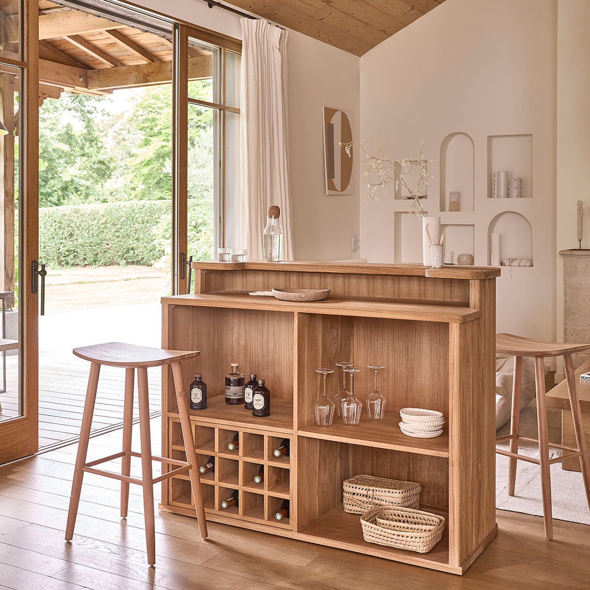 COLINE - Bar in teak massello 140 cm