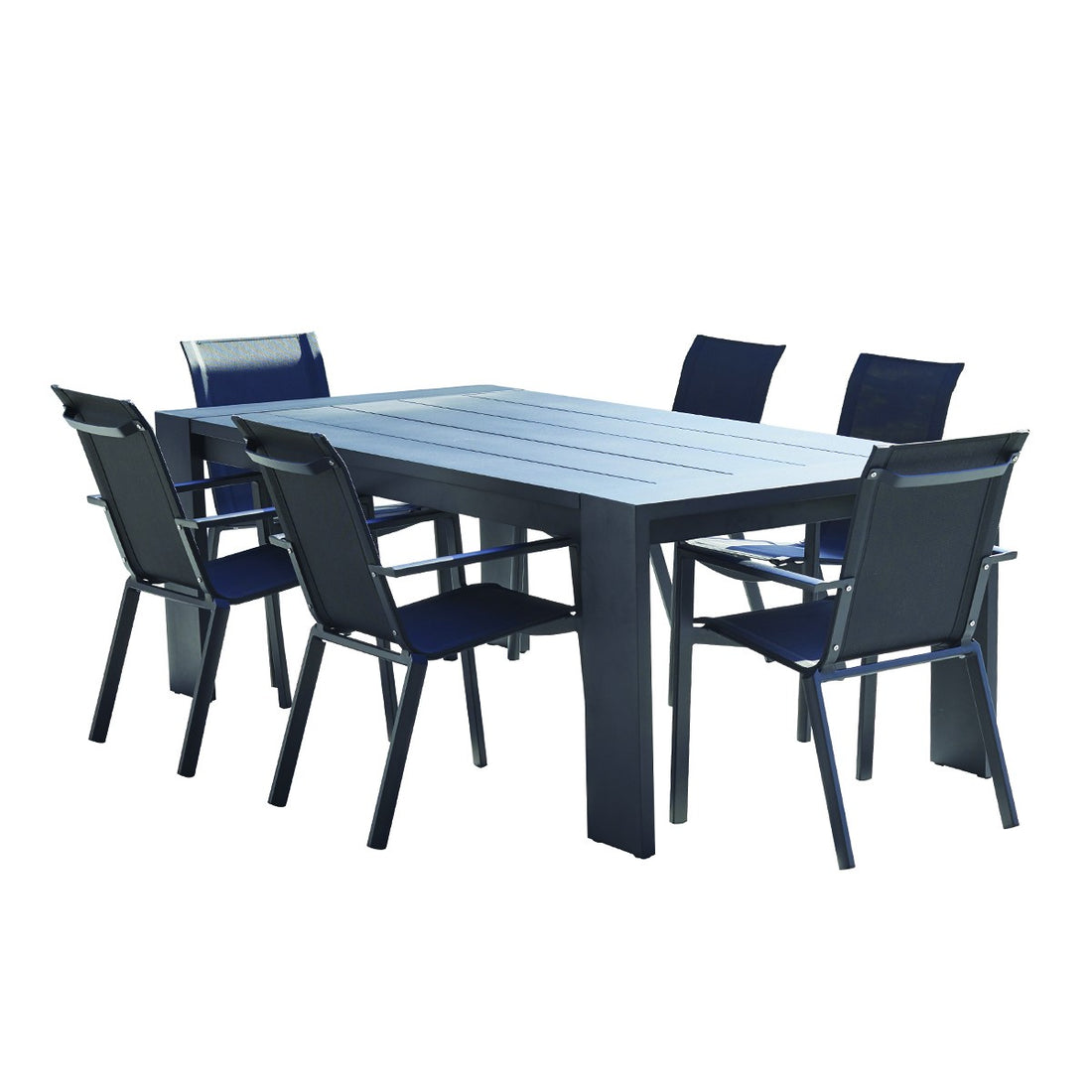 IBIZA - Gartenlounge aus Aluminium und schwarzem Textilene 6-Sitzer