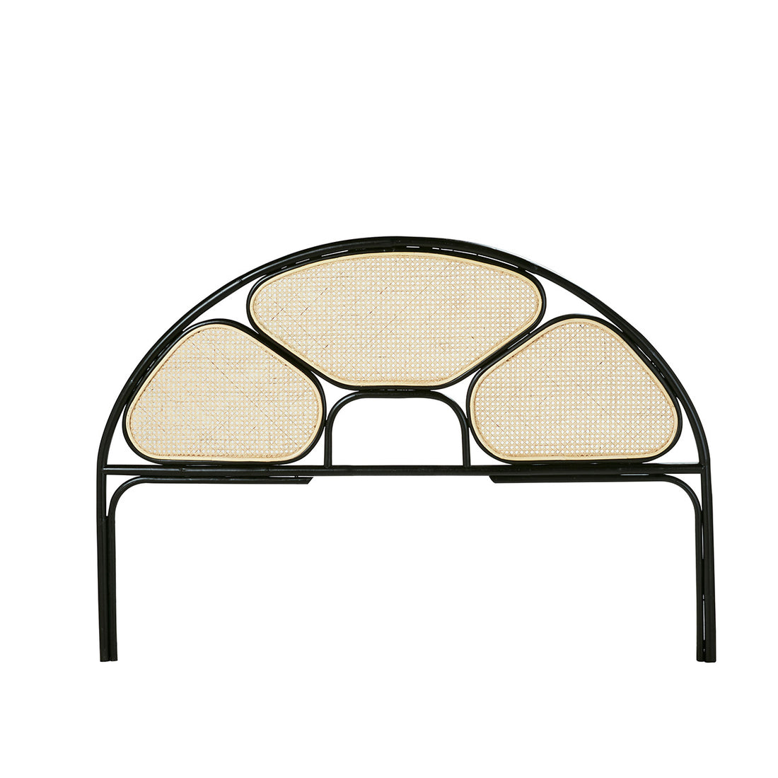 AVA - Kopfteil aus Rohrgeflecht und schwarzem Rattan 160 cm