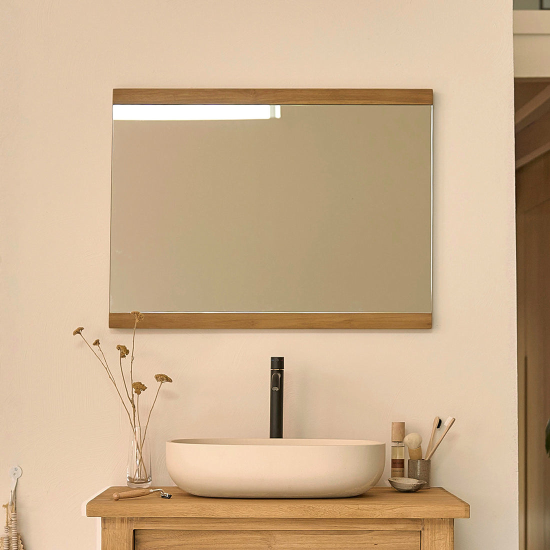 NAHELE - Specchio in teak massello riciclato 80x60 cm