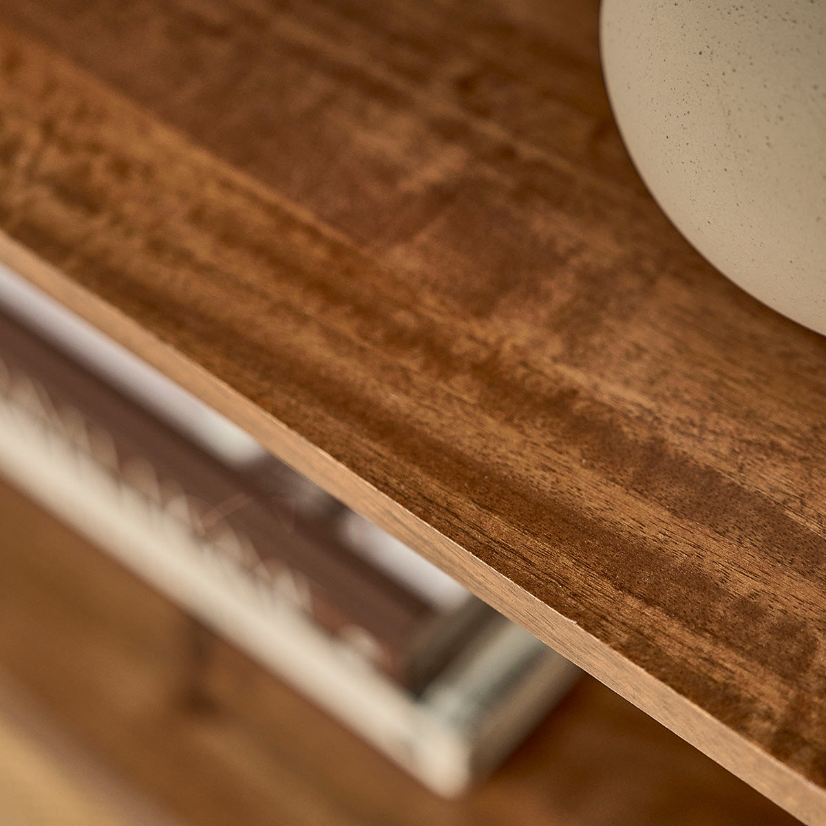 RAPHAEL - Bibliothèque en manguier et cannage finition noyer 170 cm