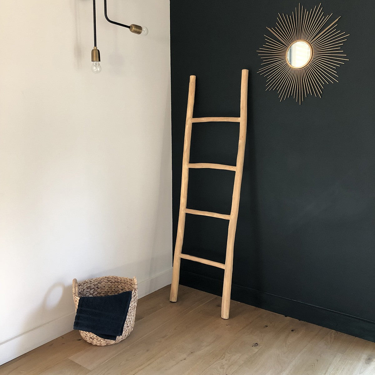 CLARA - Échelle porte-serviettes en teck massif 150 cm