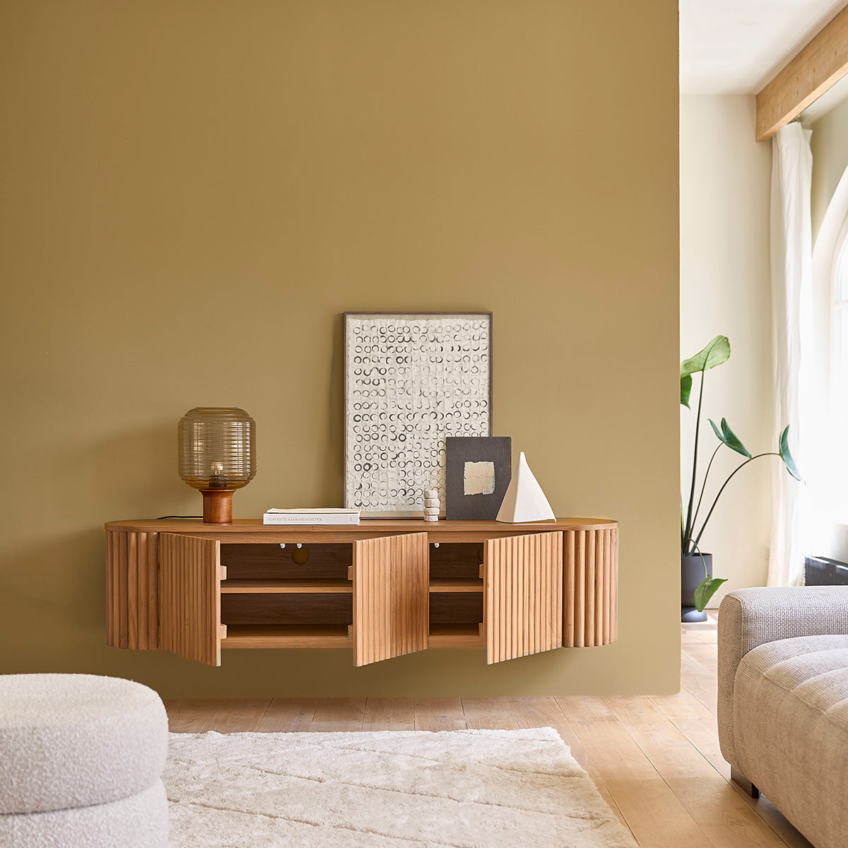 BELIZE - TV-Möbel aus massivem Teakholz, hängend 170 cm