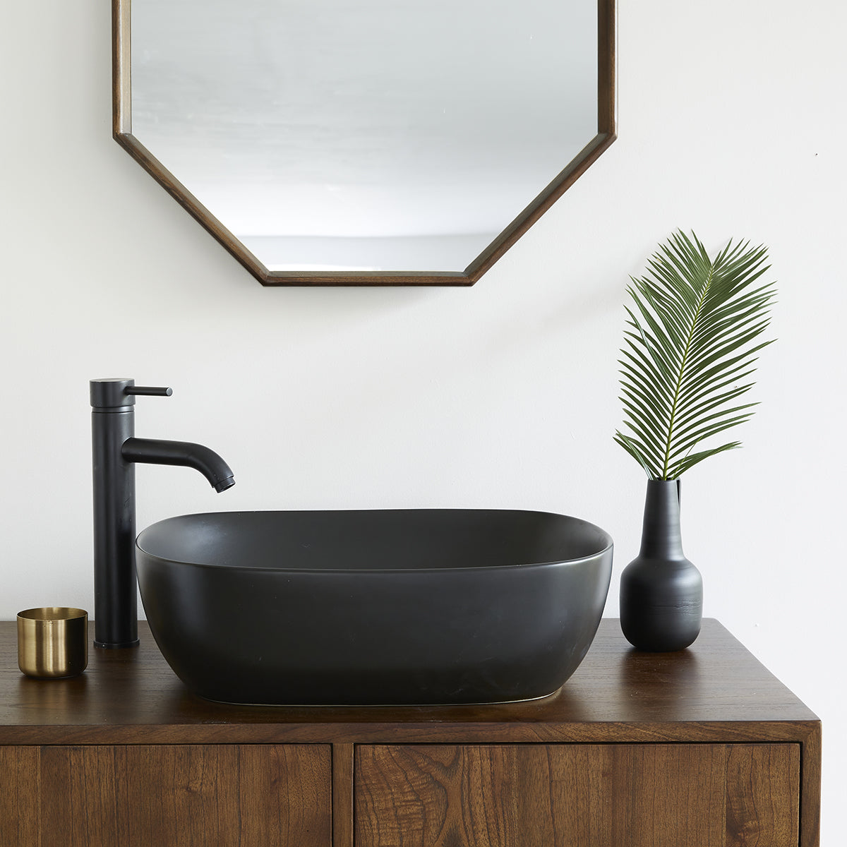 IRIS - Lavabo ovale in ceramica nera 49,5 cm