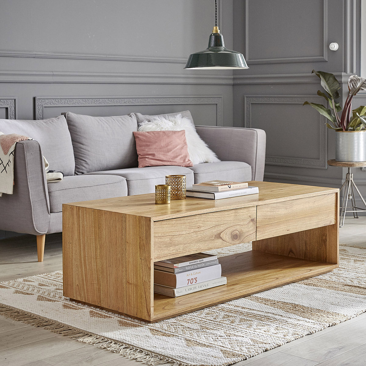 TILO - Table basse en mindi massif 140 cm
