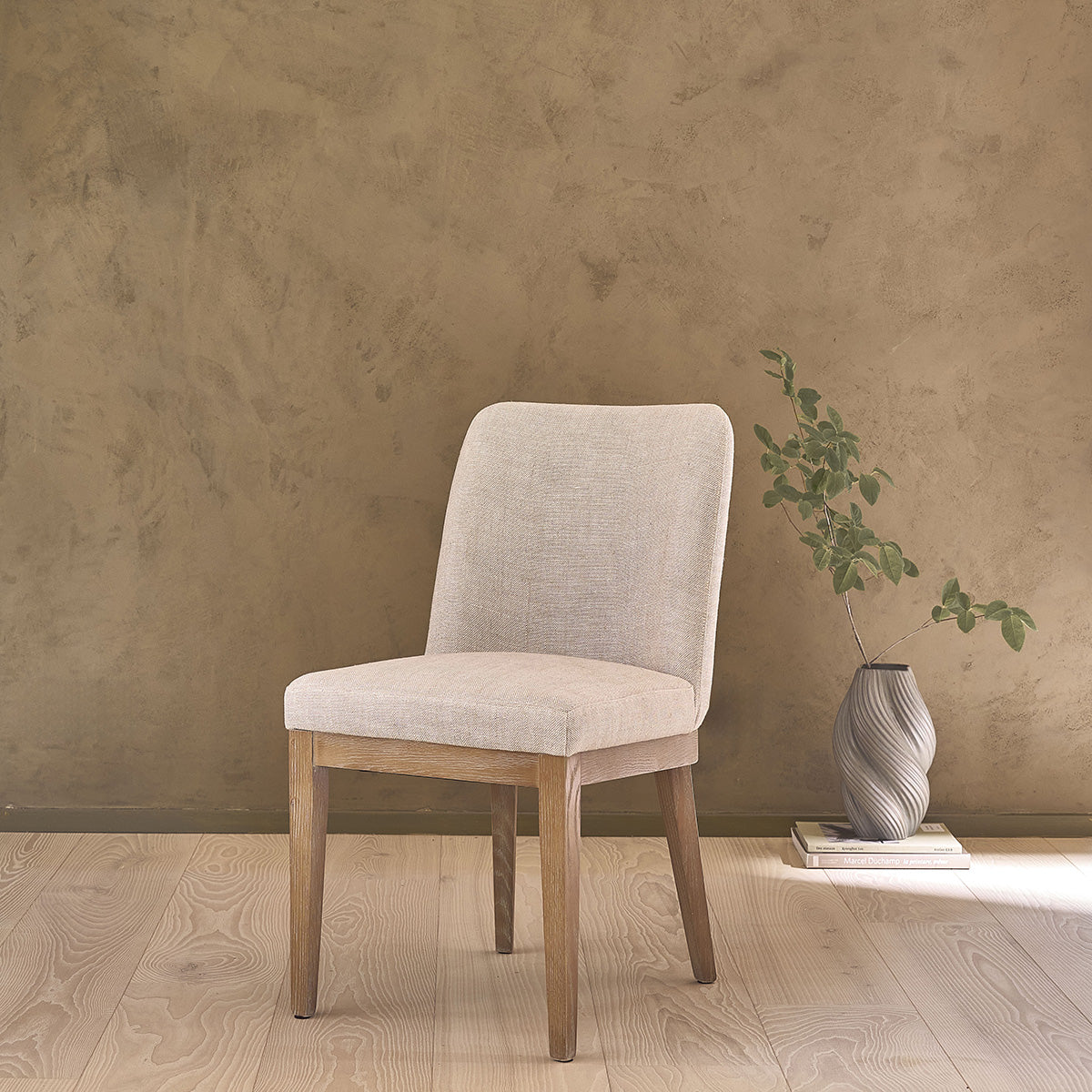 MARGOT - Lot de 2 chaises en chêne massif et tissu lin