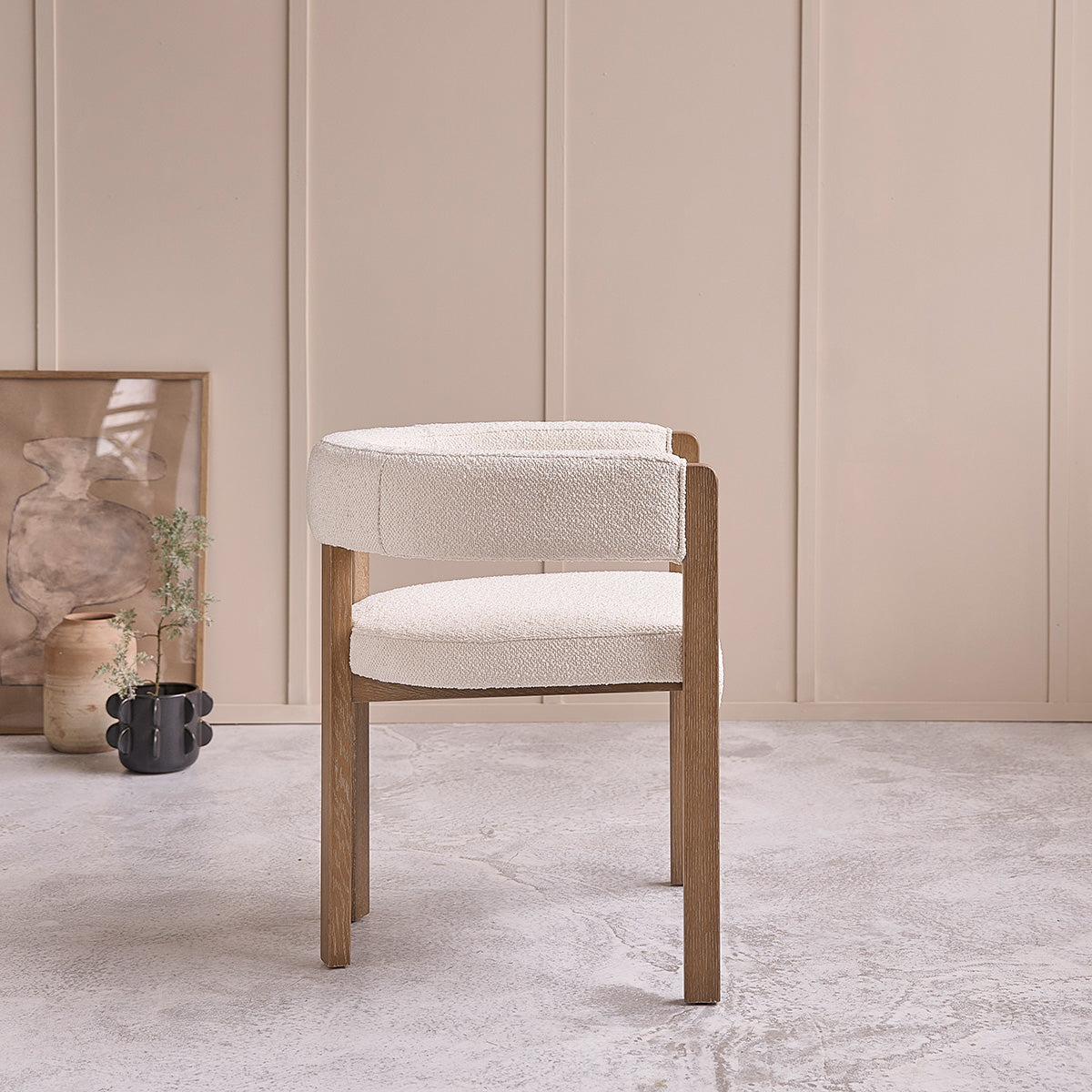 CLÉA - Lot de 2 chaises en chêne et tissu bouclette