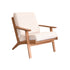 Fauteuil en teck massif et tissu bouclette
