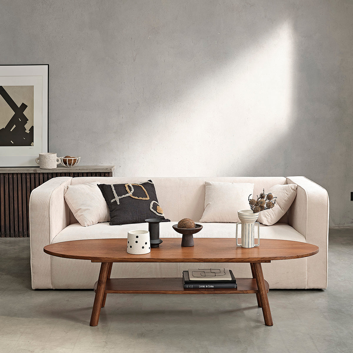 MILO - Table basse en mini  massif finition noyer 160 cm