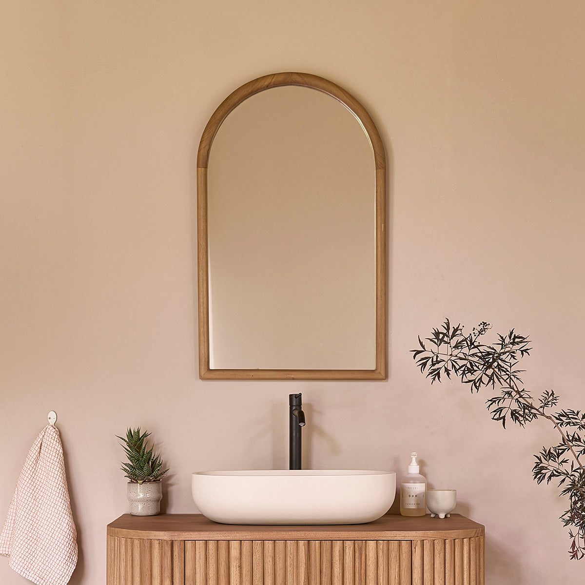 COLINE - Specchio in teak massello 80x50 cm