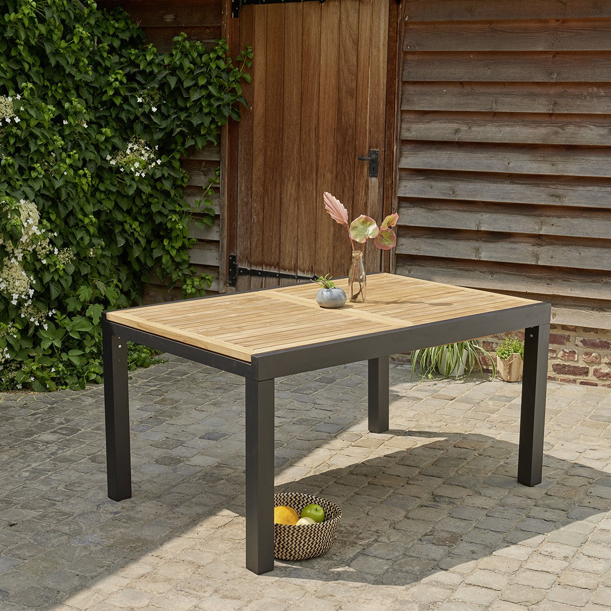 BALITECK - Table de jardin extensible en aluminium et teck 6/10 pers.