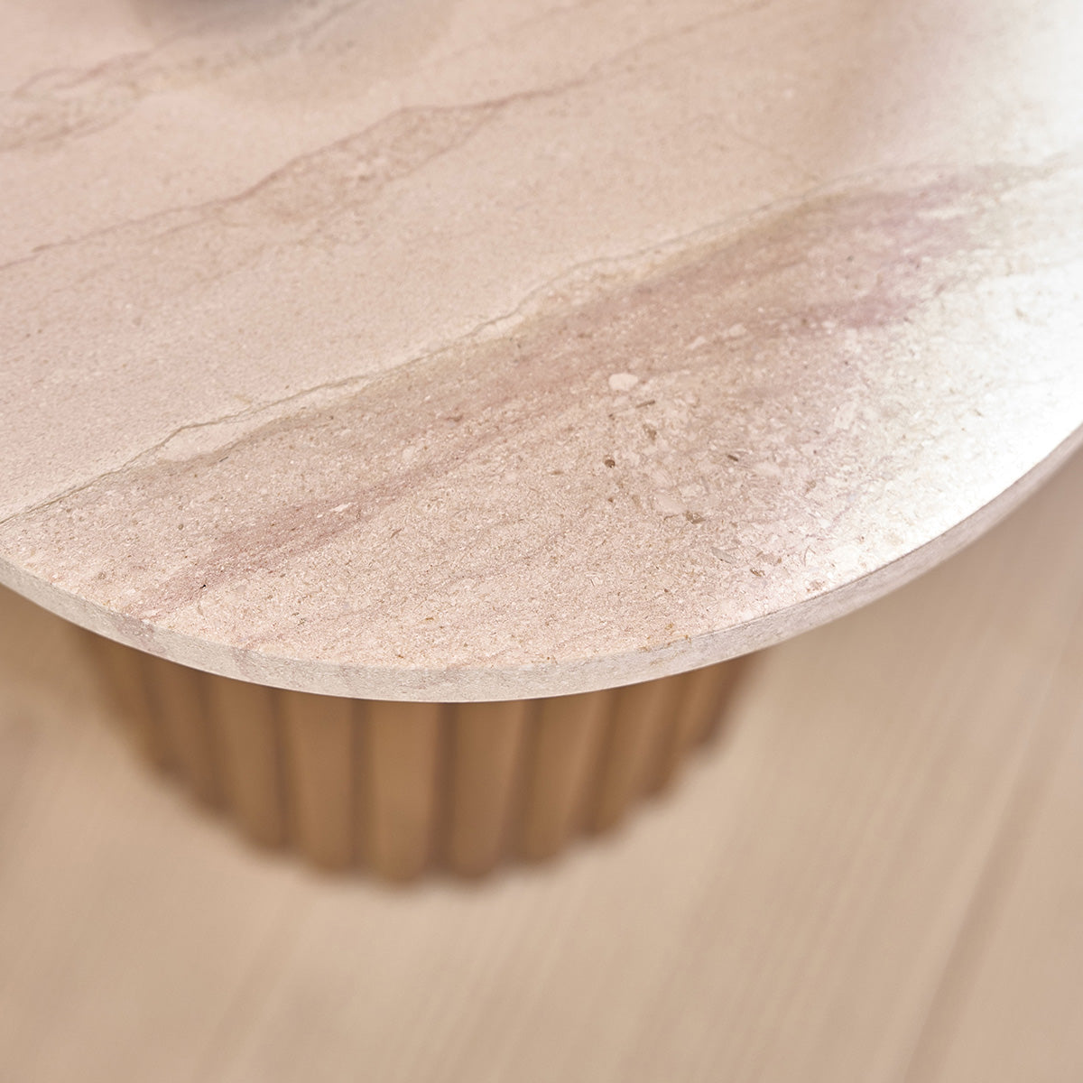 COLINE - Table d'appoint en teck massif et marbre ronde