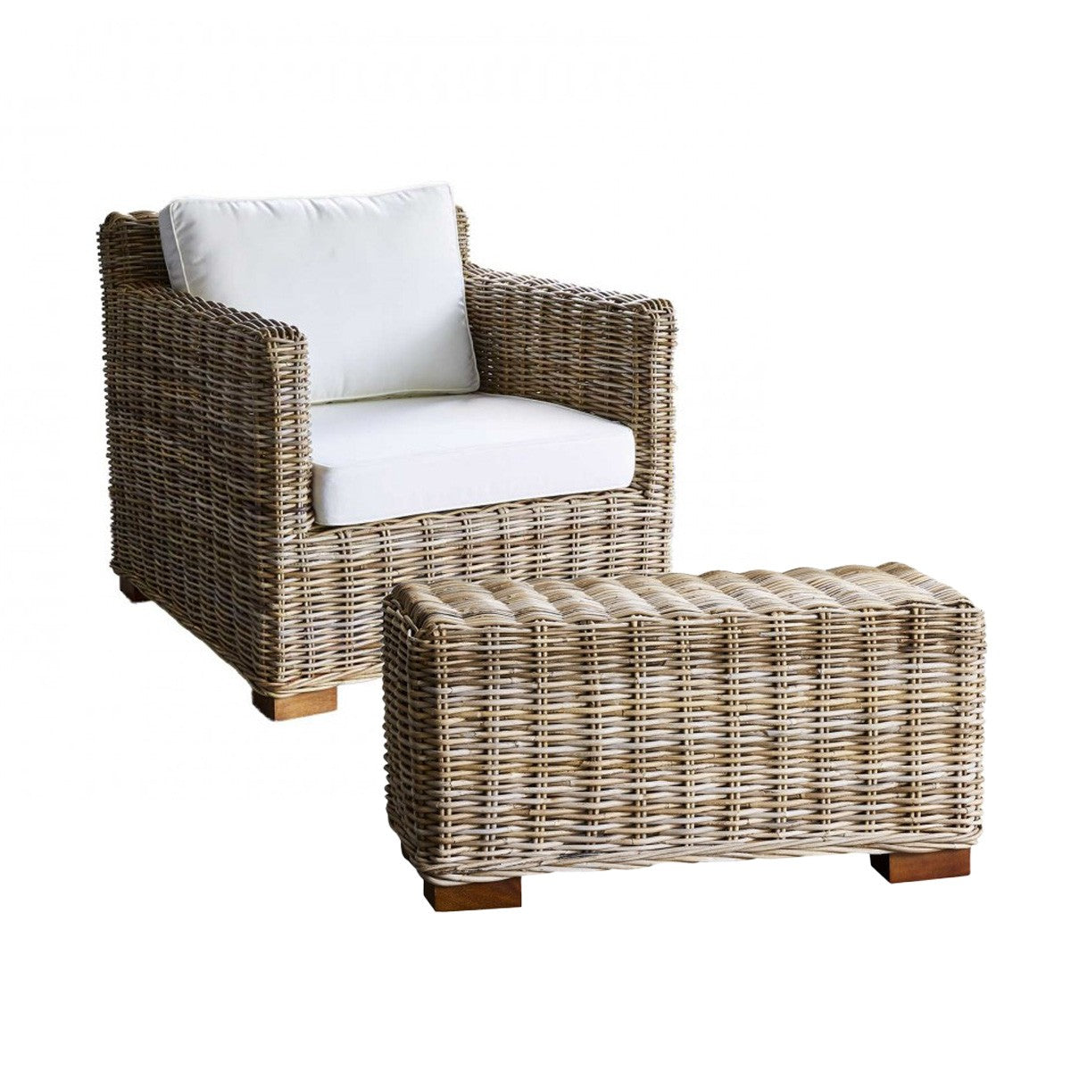 MUSA - Fauteuil de jardin en kubu naturel avec pouf