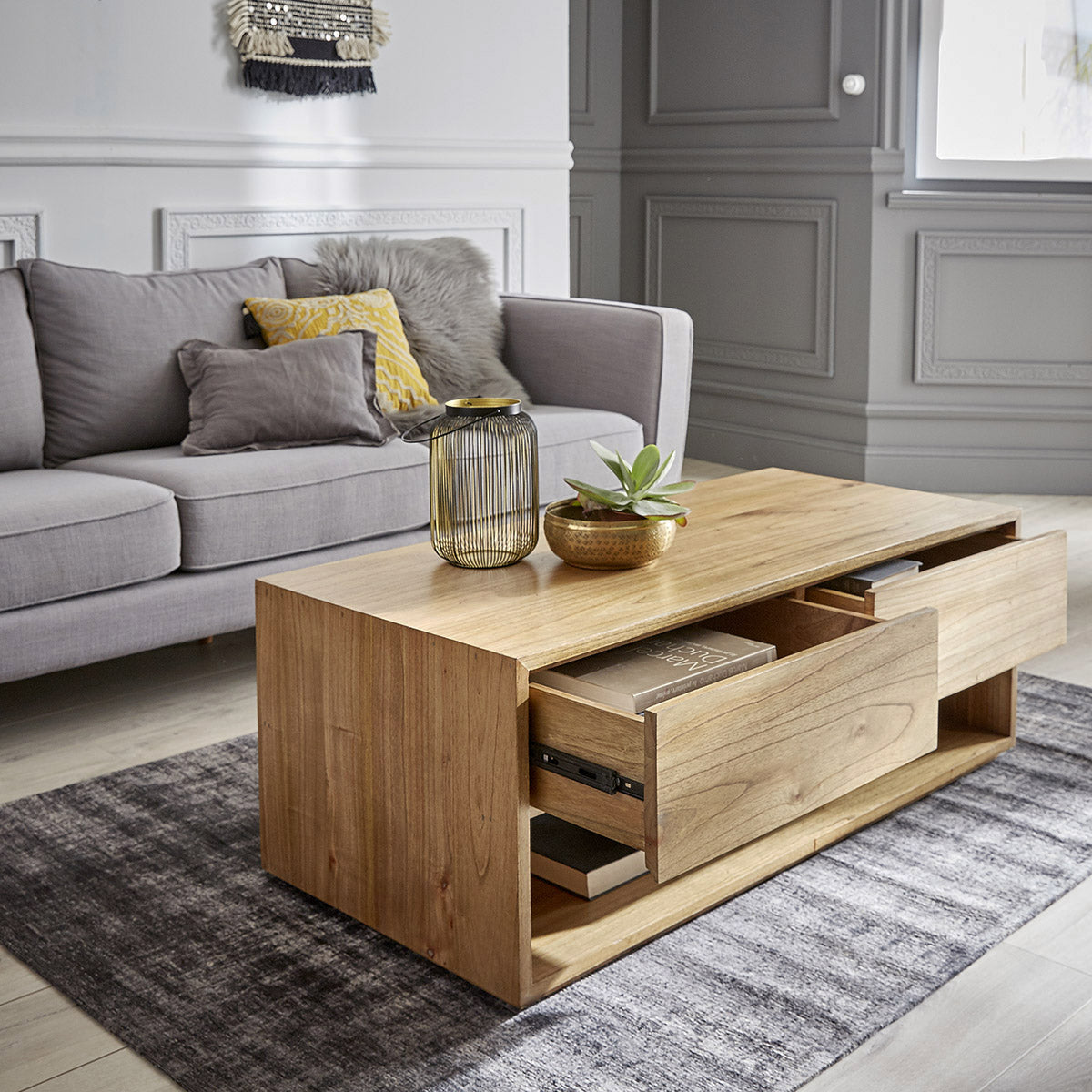 TILO - Table basse en mindi massif 120 cm