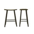 Lot de 2 tabourets de bar en teck massif noir 65 cm