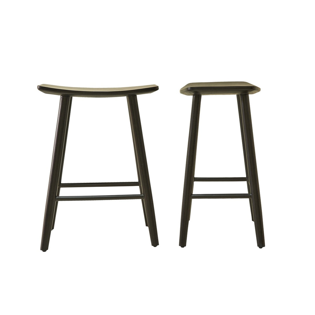 AMBRE - Set di 2 sgabelli da bar in teak massello nero 65 cm