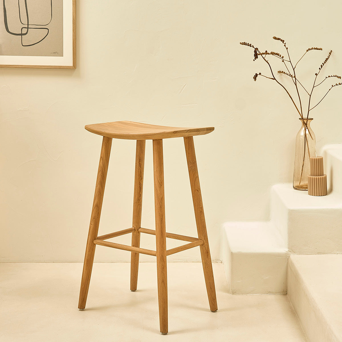 AMBRE - Sgabello in teak massello 75 cm