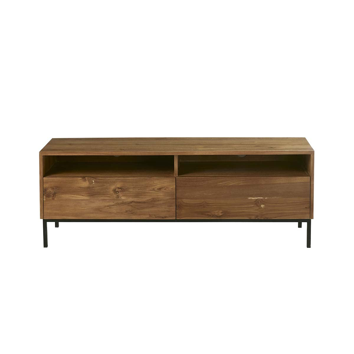 LINA - Mobile porta TV 140 cm in teak massello e metallo