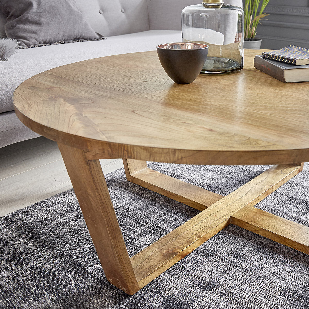 BASILE - Table basse en mindi massif  Ø 100 cm