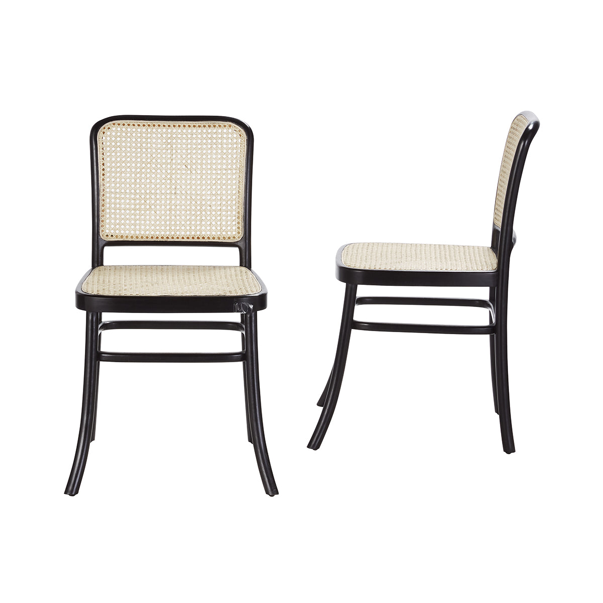 ARON - Lot de 2 chaises en acajou massif et cannage