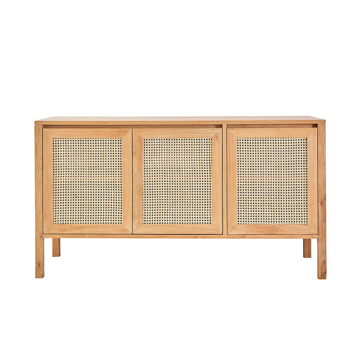 ELIOTT - Mobile per lavabo in teak massello e cannage 145 cm