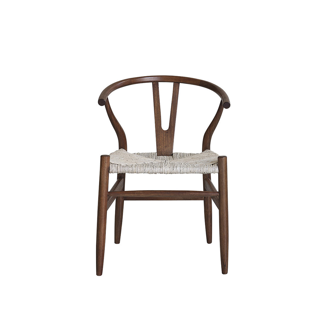 CAMILLE - Chaise en mindi massif finition noyer et corde naturelle