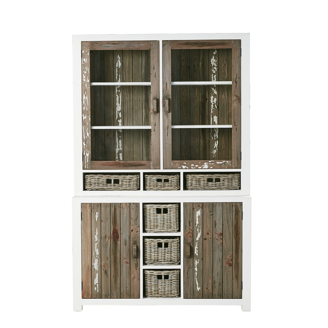 HONFLEUR - Geschirrschrank aus massivem recyceltem Holz 140 cm