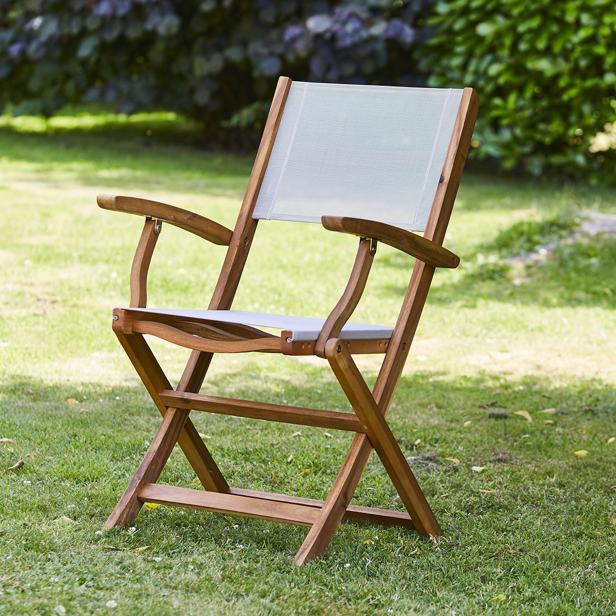 HANOÏ - Gartensessel Akazienholz und grauem Textilene (2er Set)