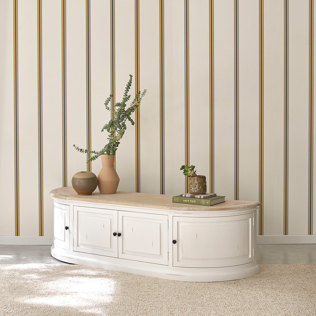 LONDRES - Mobile porta TV in legno mogano e teak bianco da 160 cm