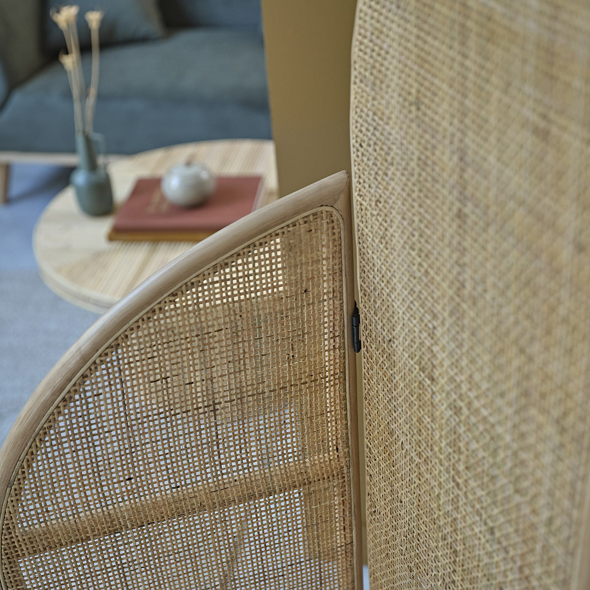 JANE - Raumteiler aus Rattan und Rohrgeflecht 4 Flügel