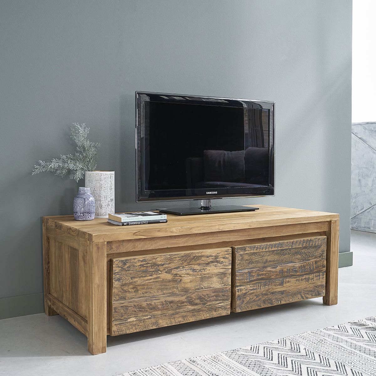 CARGO - Table basse en teck massif recyclé 120 cm