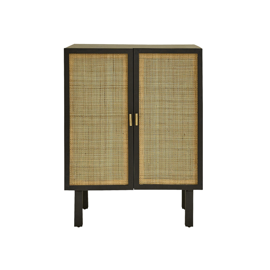 BLAISE - Credenza in mango massello nero e midollino 68 cm
