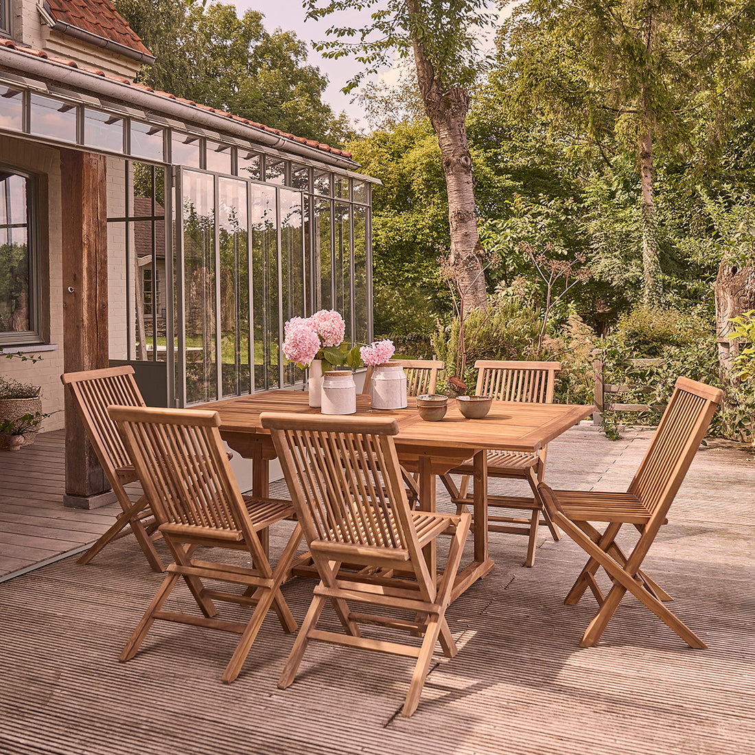 BALI - Salon de jardin en teck huilé massif extensible 6/8 pers.